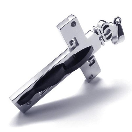 Crown Cross Titaanium Pendant - Free Chian