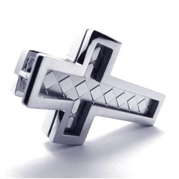 Fashion Mens Titanium Cross Pendant - Free Chian