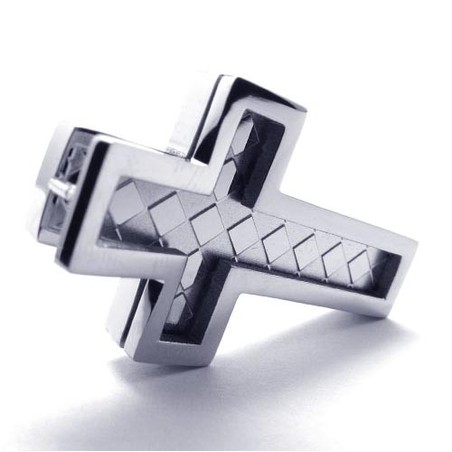 Fashion Mens Titanium Cross Pendant - Free Chian
