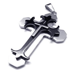 Fashion Mens Titanium Cross Pendant - Free Chian