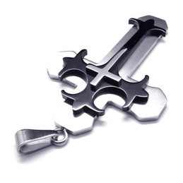 Fashion Mens Titanium Cross Pendant - Free Chian