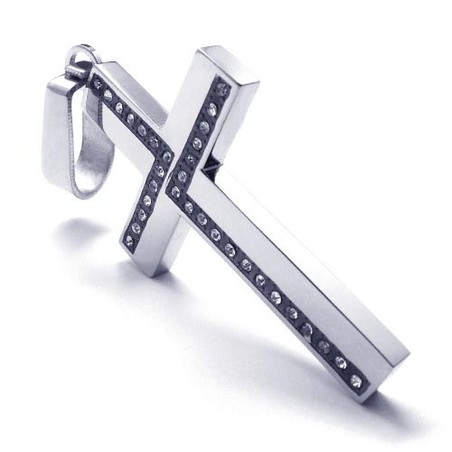 Fashion Mens Cross Titanium Pendant - Free Chian