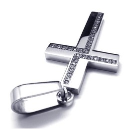 Fashion Mens Cross Titanium Pendant - Free Chian