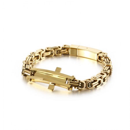  Cool cross bend hip hop titanium bracelet for men