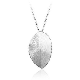 Simple Mens Leaf-shaped Titanium Pendant - Free Chain