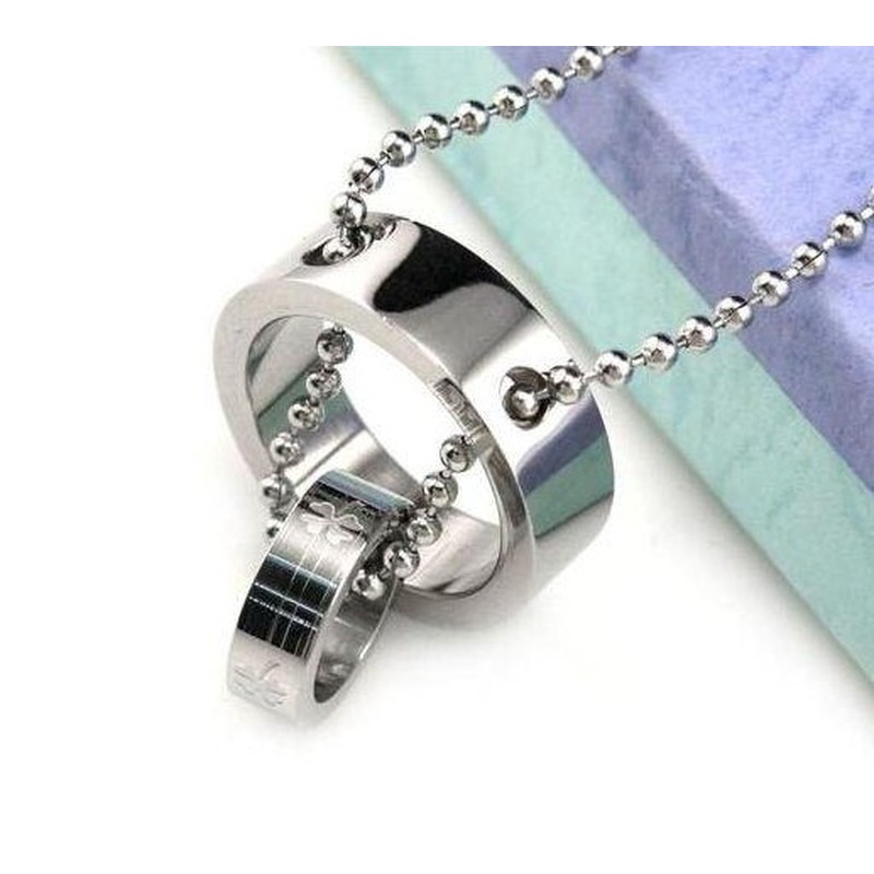 Titanium Steel Pendants Necklace Clover Double Circle