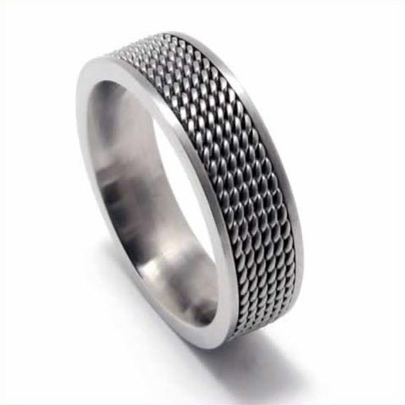 Meshed Mens 8mm Titanium Ring