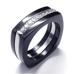 8mm Diamond Unisex Titanium Band Ring