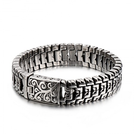   Cool flower-shaped buckle titanium bracelet bracelet