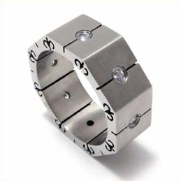 Diamond set 8mm Titanium Inlaid Court Band Ring