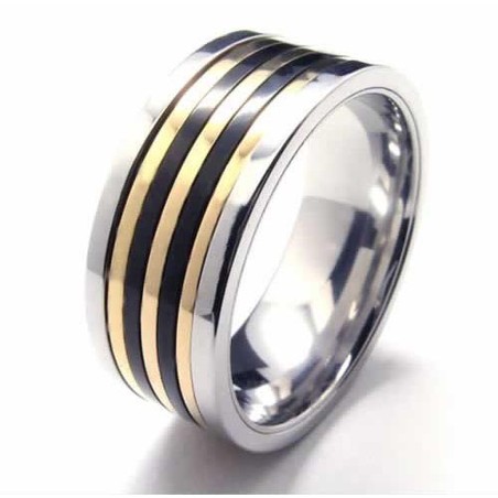 9mm Titanium & Gold Inlaid Court Band Ring