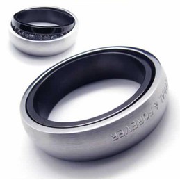 Eternal & Forever Diamond set 6mm Titanium Inlaid Court Band Ring