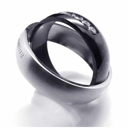 Eternal & Forever Diamond set 6mm Titanium Inlaid Court Band Ring
