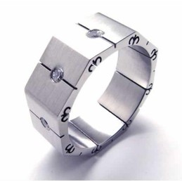 Diamond set 8mm Titanium Inlaid Court Band Ring