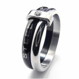Two Circles 8mm Diamond set Titanium Inlaid Court Band Ring