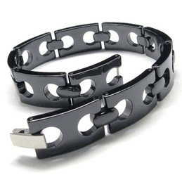 Ceramic 12mm Wide Mens Black Bracelet 15977