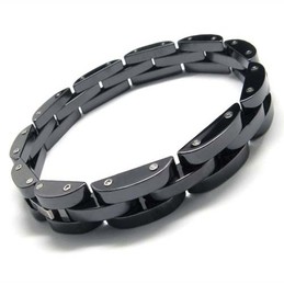 Mens Ceramic 9mm Wide Black Bracelet 15979
