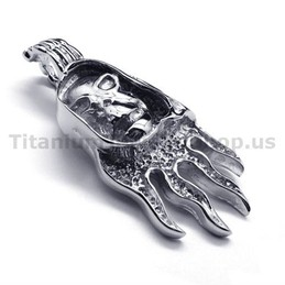 Pure Titanium Skull Design Pendant - Free Chain 16455