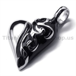 Pure Titanium Love Heart Pendant - Free Chain 18863