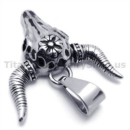 Vintage Native American Titanium Buffalo Skull Pendant  - Free Chain 18880