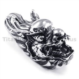 Titanium Loong Head Pendant - Free Chain 19147