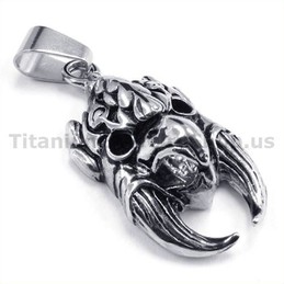 Titanium Hawk Skull Pendant - Free Chain 19149
