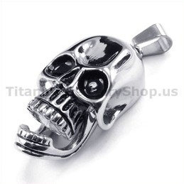 Pure Titanium Skull Design Pendant - Free Chain 19153