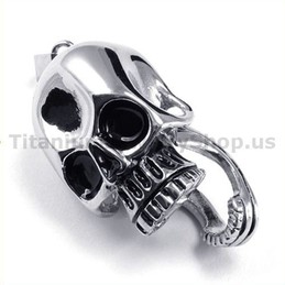 Pure Titanium Skull Design Pendant - Free Chain 19153