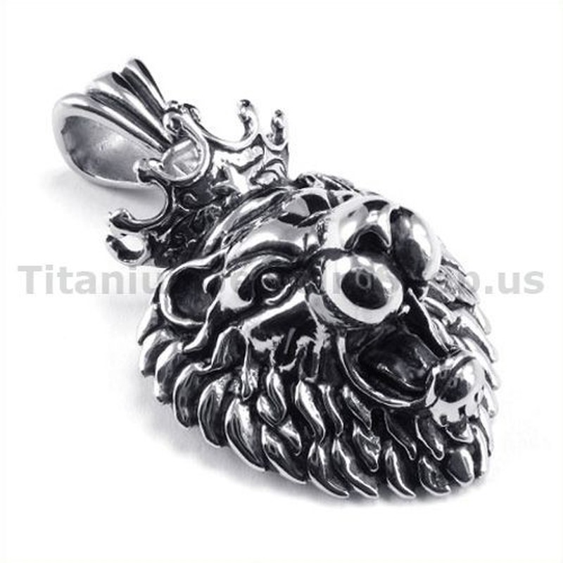 Titanium Lion King Head Pendant - Free Chain 19157