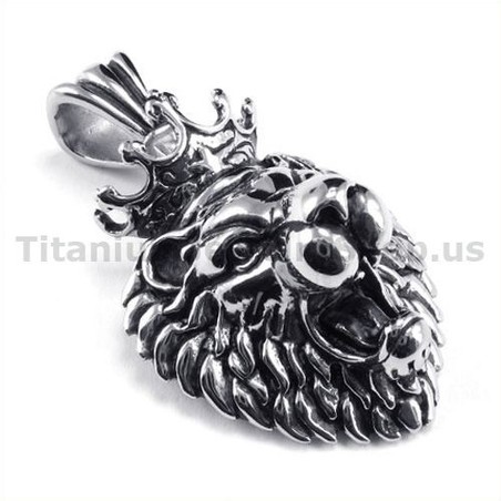 Titanium Lion King Head Pendant - Free Chain 19157