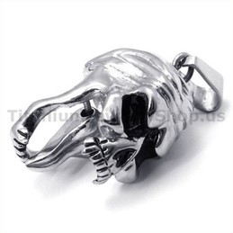 Titanium Skull Design Pendant with Movable Tongue - Free Chain 19233