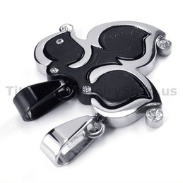 Maple Leaf Titanium Lovers Pendants with Diamonds-Free Chains 19089