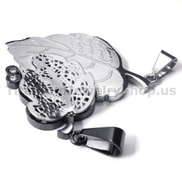 "Love You" Titanium Lovers Pendants with Diamonds-Free Chains 19094
