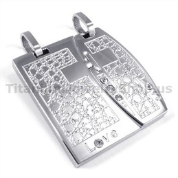 Love Titanium Lovers Pendants with Diamonds-Free Chains 19096
