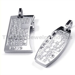 Love Titanium Lovers Pendants with Diamonds-Free Chains 19096