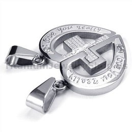 "Love You Really" Titanium Lovers Pendants with Diamond-Free Chains 19099