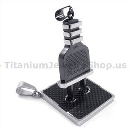 Socket and Plug Black Titanium Lovers Pendants-Free Chains 19103