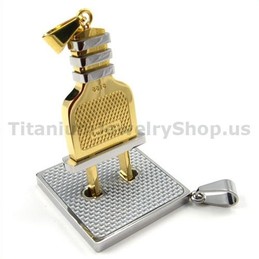 Socket and Plug Gloden Titanium Lovers Pendants-Free Chains 19104