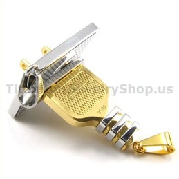 Socket and Plug Gloden Titanium Lovers Pendants-Free Chains 19104