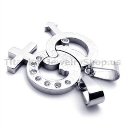Titanium Lovers Pendants with Diamonds-Free Chains 19337