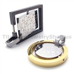 His & Hers Titanium Lovers Pendants-Free Chains 19362