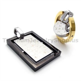 His & Hers Titanium Lovers Pendants-Free Chains 19362