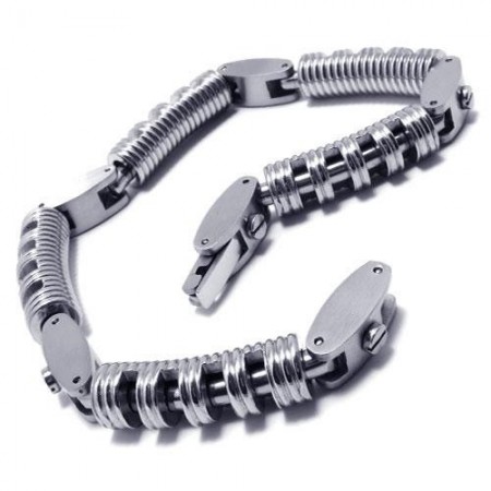 Men's Boy's Silver Pure Titanium Chain Charm Bracelet 15338