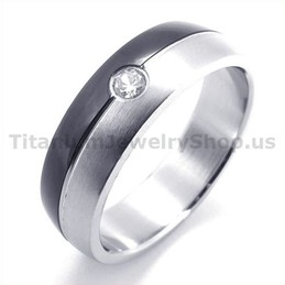 Black Titanium Ring with Diamond 19282