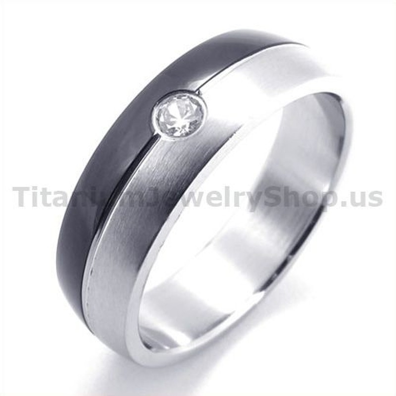 Black Titanium Ring with Diamond 19282