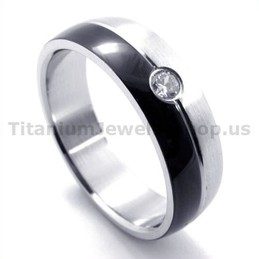 Black Titanium Ring with Diamond 19282