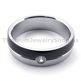 Black Titanium Ring with Diamond 19282