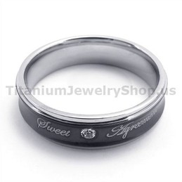 Sweetheart Black Titanium Ring with Diamond 19307