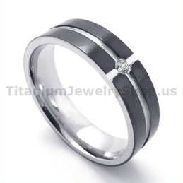 Black Titanium Ring with Diamond 19334