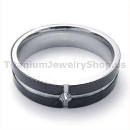 Black Titanium Ring with Diamond 19334